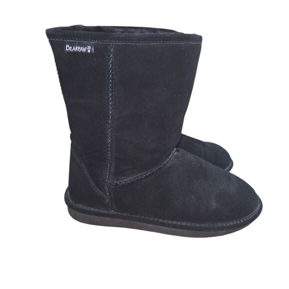 Bearpaw Emma Black Short Sherpa Lined Winter Boots Size 8 - Picture 1 of 9